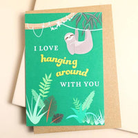 Sloth - Hanging Around Greetings Cards - Lisa Angel