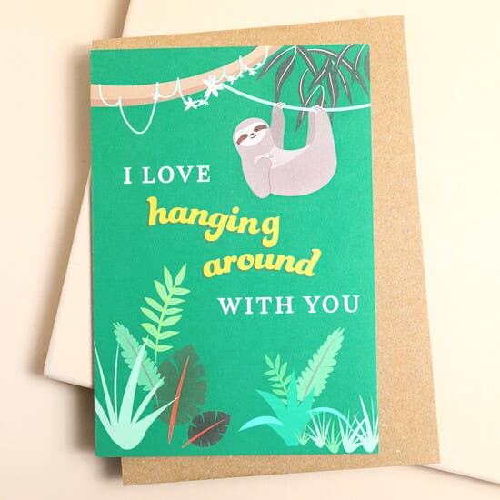 Sloth - Hanging Around Greetings Cards - Lisa Angel