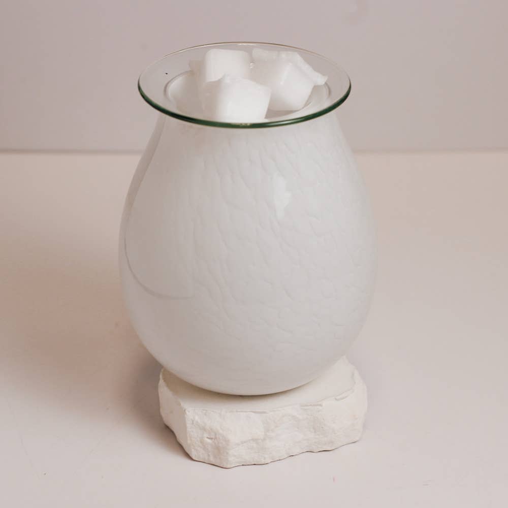 Marble Glass Wax Melter - White