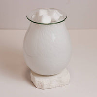 Marble Glass Wax Melter - White