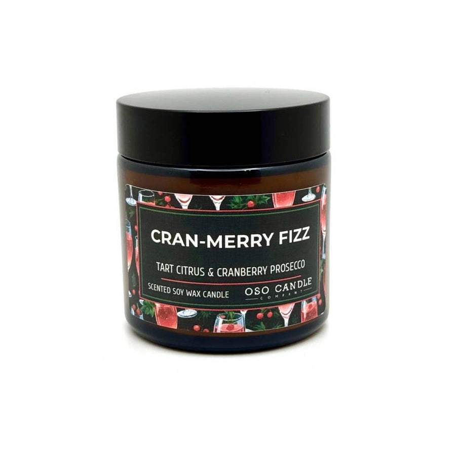 Oso Candle Company - Cran-Merry Fizz | Scented Soy Wax Candle: 3.5 oz Amber Glass Jar / Plastic Lid
