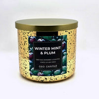 Oso Candle Company - Winter Mint and Plum | Scented Soy Wax Candle: 8.5 oz Glass Jar / Metal Lid