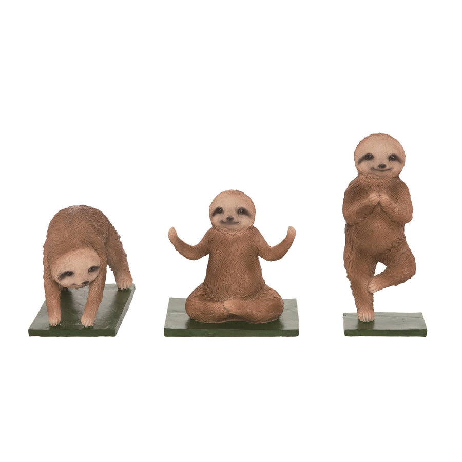 Resin Yoga Sloth Fig Set of 3