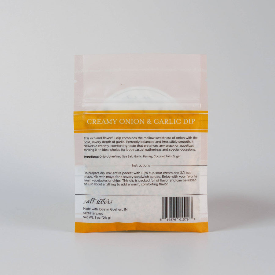 Salt Sisters - Dip Seasoning Mix - Creamy Onion & Garlic - Packaged Weights: 2 oz