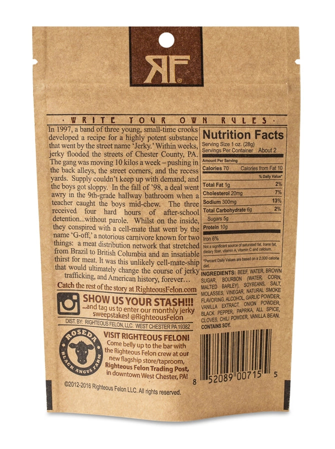 Bourbon Franklin Beef Jerky 2 oz