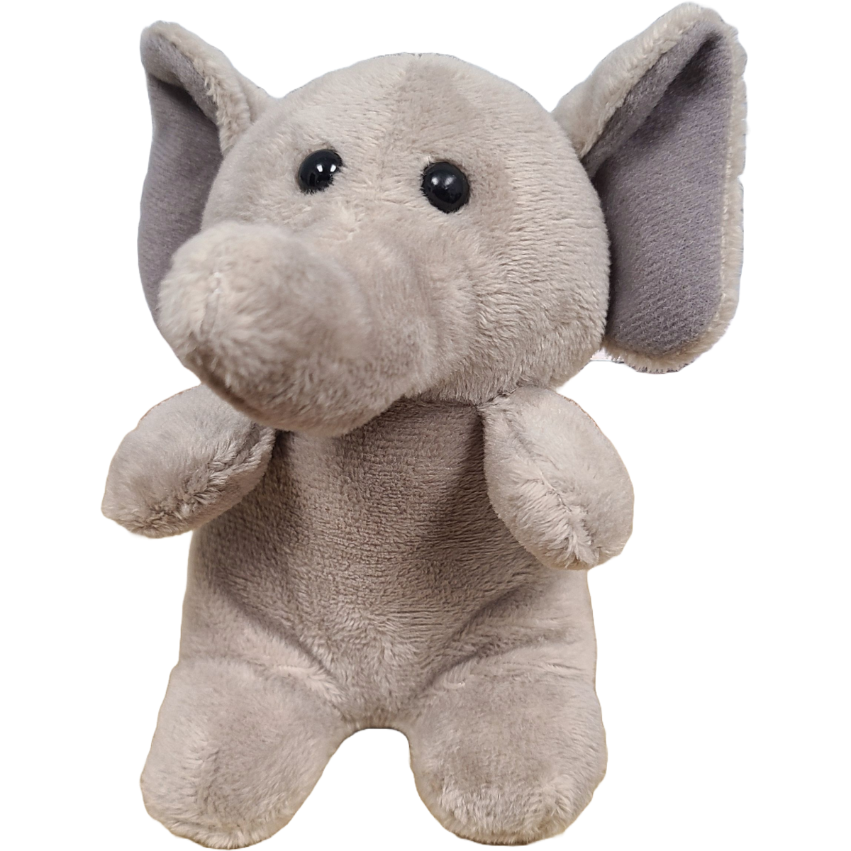 Plush elephant toy on a white background