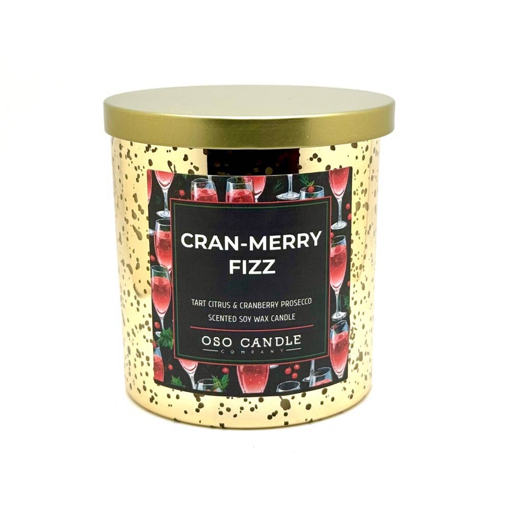 Oso Candle Company - Cran-Merry Fizz | Scented Soy Wax Candle: 3.5 oz Amber Glass Jar / Plastic Lid