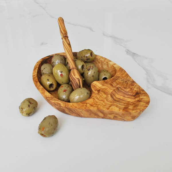 Naturally Med Inc. - Olive Wood Olive Dish with Olive Stabber Gift Set