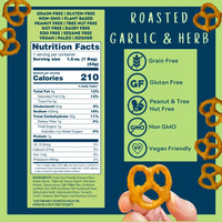 Grain Free Pretzels  - Roasted Garlic & Herb - Mini Bag 1.5 oz