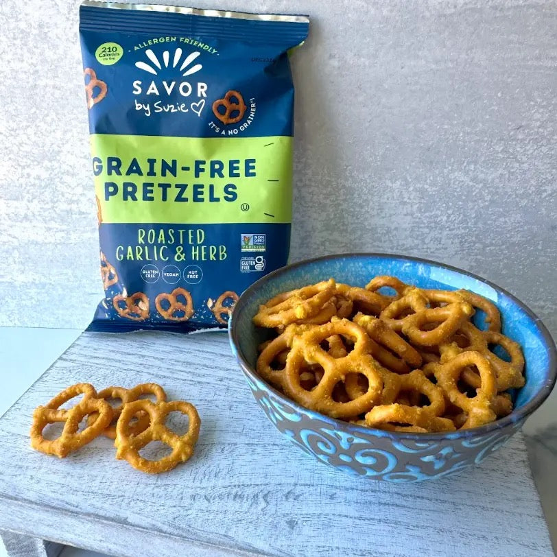 Grain Free Pretzels  - Roasted Garlic & Herb - Mini Bag 1.5 oz