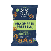 Grain Free Pretzels  - Roasted Garlic & Herb - Mini Bag 1.5 oz