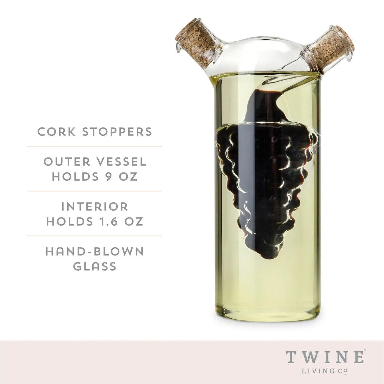 2-in-1 Glass Oil & Vinegar Cruet Bottle w/ Cork Stoppers