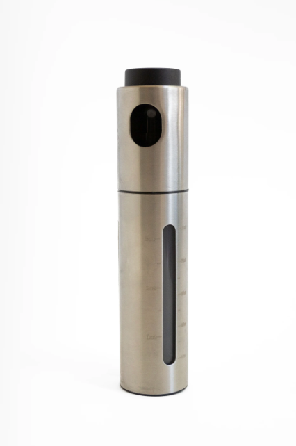 Stainless steel pepper grinder on a white background
