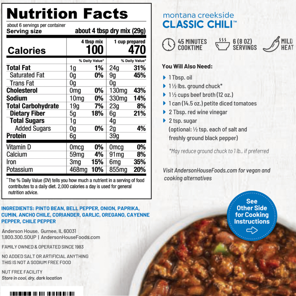 Anderson House | Frontier Soups - Montana Creekside Classic Chili Mix