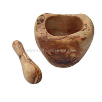 Olive Wood Mortar and Pestle - Natural Style: 5.5''