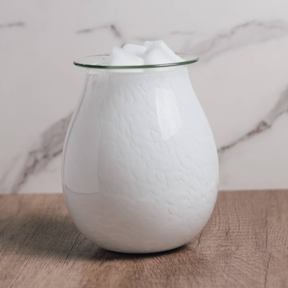 Marble Glass Wax Melter - White