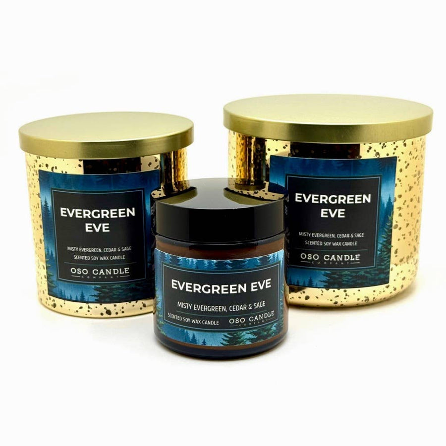 Oso Candle Company - Evergreen Eve | Scented Soy Wax Candle: 8.5 oz Glass Jar / Metal Lid