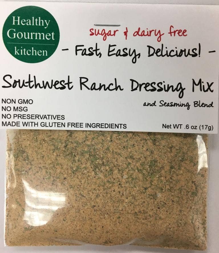 Southwest Ranch Dressing Mix packaging from Healthy Gourmet Kitchen on a white background