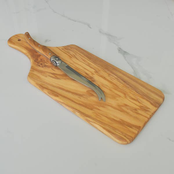 Olive Wood Cheese Board and Cheese Knife Gift Set - Naturally Med Inc.