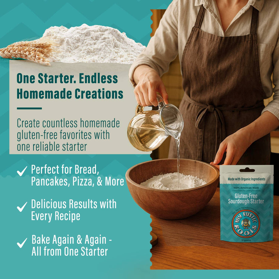 My Rustic Roots - Organic, Non GMO GLUTEN FREE Sourdough Starter 12 gram.