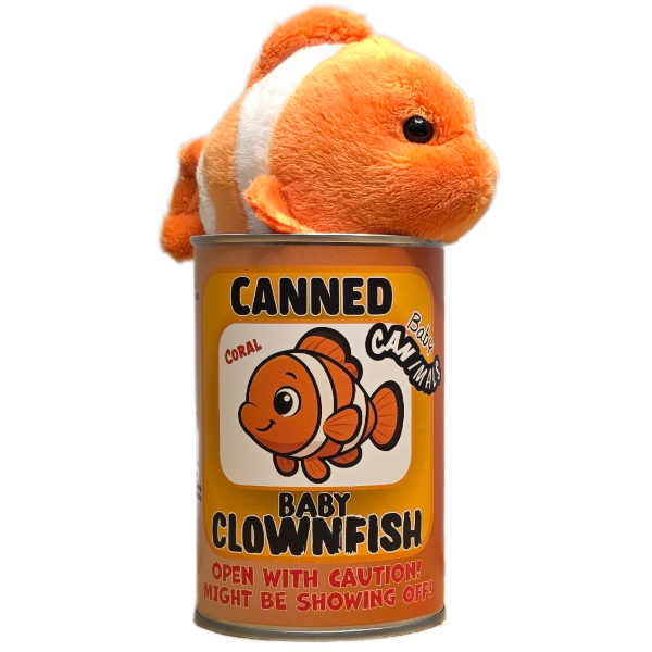 Canned Gifts - Canned Baby Clownfish | Stuffed Mini Fish Plush w/Jokes: Regular Lid