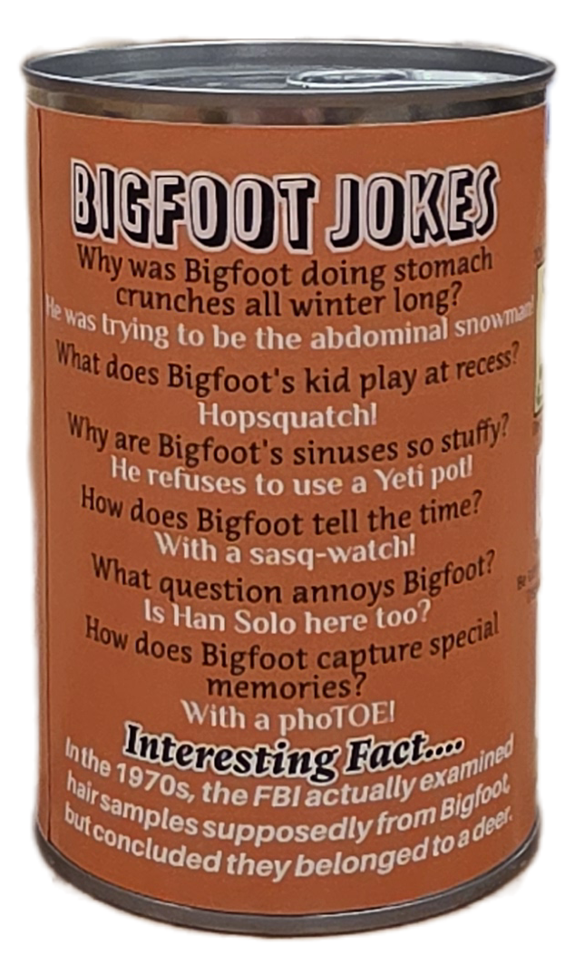 Canned Gifts - Canned Bigfoot | Stuffed Animal Plush | Funny Jokes Big Foot: Pop Top Lid