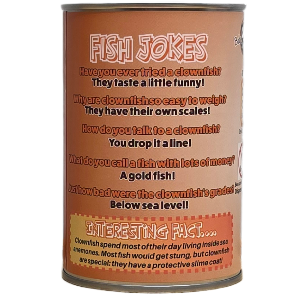 Canned Gifts - Canned Baby Clownfish | Stuffed Mini Fish Plush w/Jokes: Regular Lid