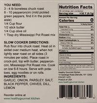Nutrition facts label and cooking instructions for a dish on a black background