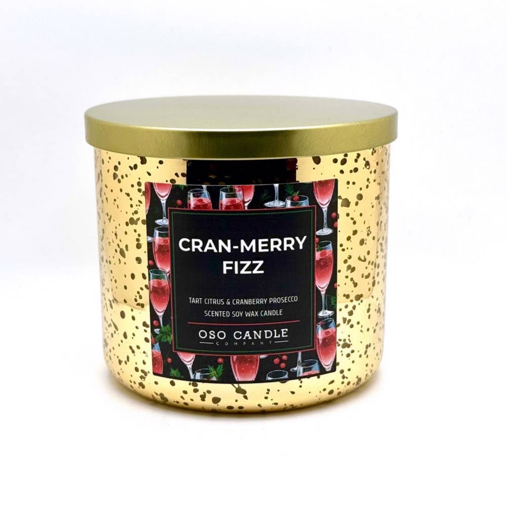 Oso Candle Company - Cran-Merry Fizz | Scented Soy Wax Candle: 3.5 oz Amber Glass Jar / Plastic Lid