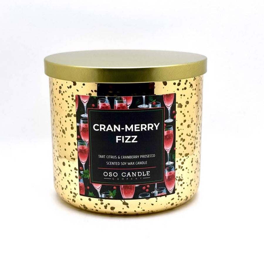 Oso Candle Company - Cran-Merry Fizz | Scented Soy Wax Candle: 3.5 oz Amber Glass Jar / Plastic Lid