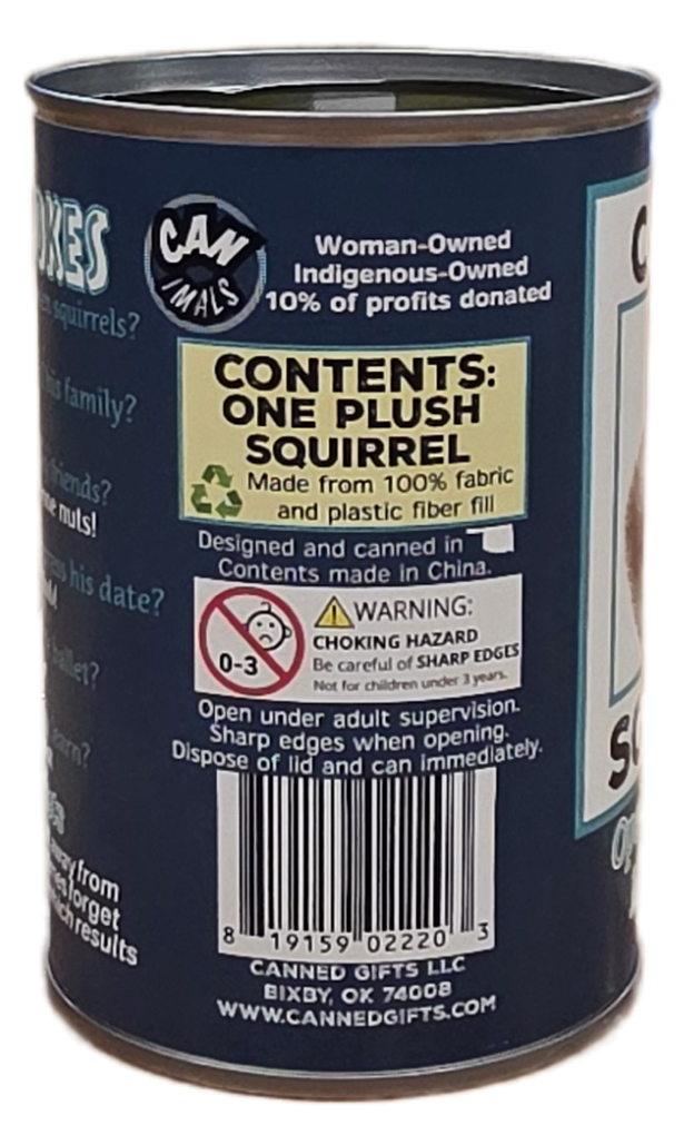 Canned Gifts - Canned Squirrel | Stuffed Animal Plush | Funny Jokes: Regular Lid