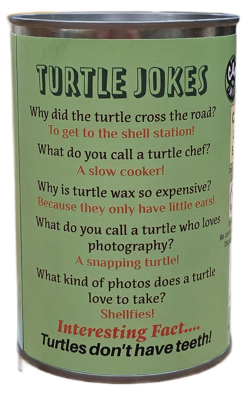 Canned Gifts - Canned Sea Turtle Stuffed Animal Plush w/Jokes | Unique Gift: Pop Top Lid