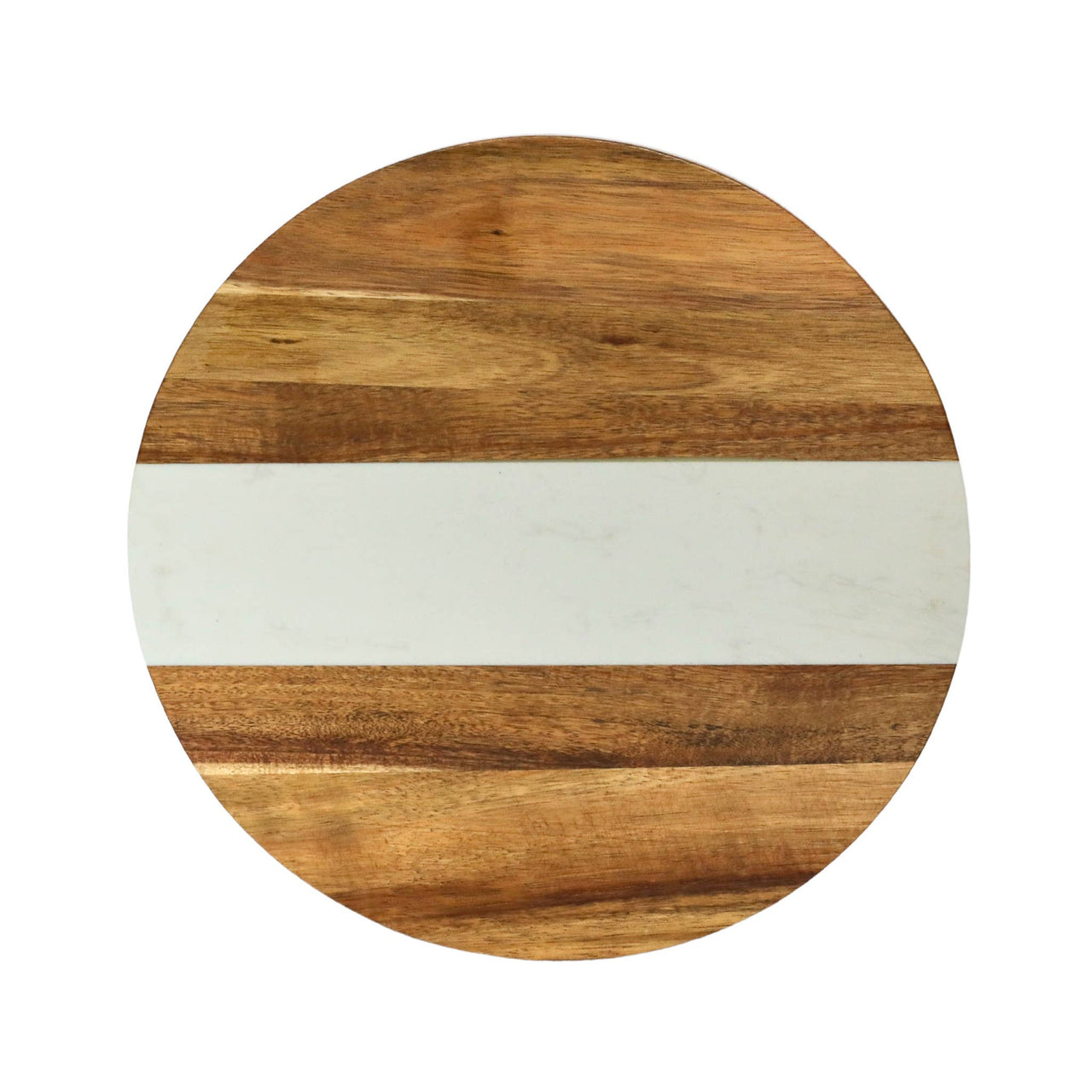 White Marble and Acacia Wood Round Charcuterie Board - 11"