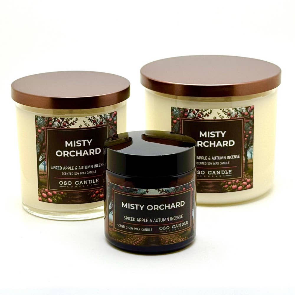 Oso Candle Company - Misty Orchard | Scented Soy Wax Candle: 8.5 oz Glass Jar / Metal Lid