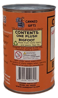 Canned Gifts - Canned Bigfoot | Stuffed Animal Plush | Funny Jokes Big Foot: Pop Top Lid