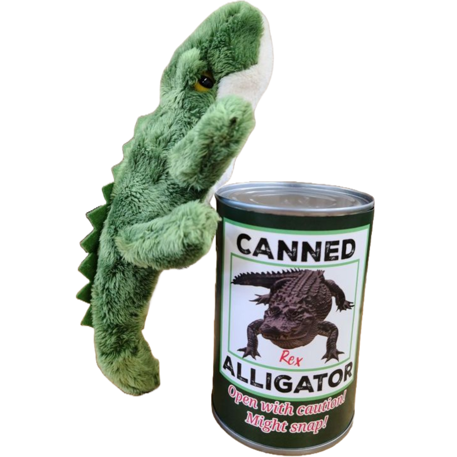 Canned Gifts - Rex the Canned Alligator | Stuffed Animal Plush w/Jokes: Pop Top Lid